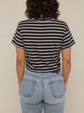 Haven Stripe Crop Tee in Black, Taupe & Ivory