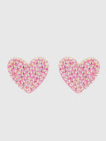 Heart Set on You Rhinestone Earrings in Pink