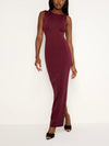 Scuba Twist Tank Maxi Dress in Oxblood