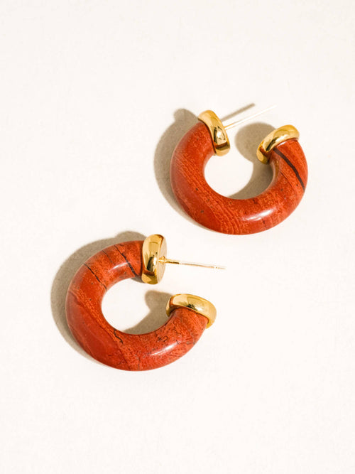 Quinnley Stone Hoops in Red