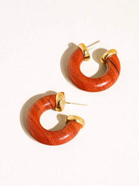 Quinnley Stone Hoops in Red