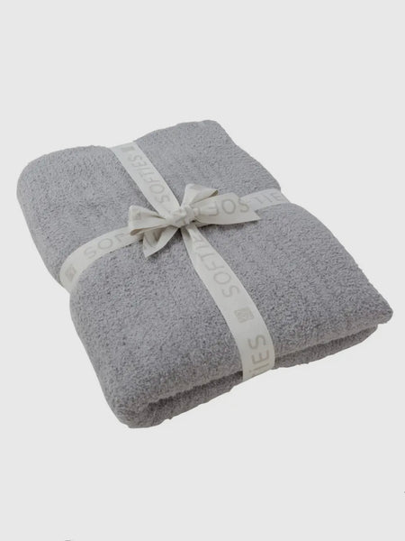 Solid Rib Marshmallow Blanket in Grey