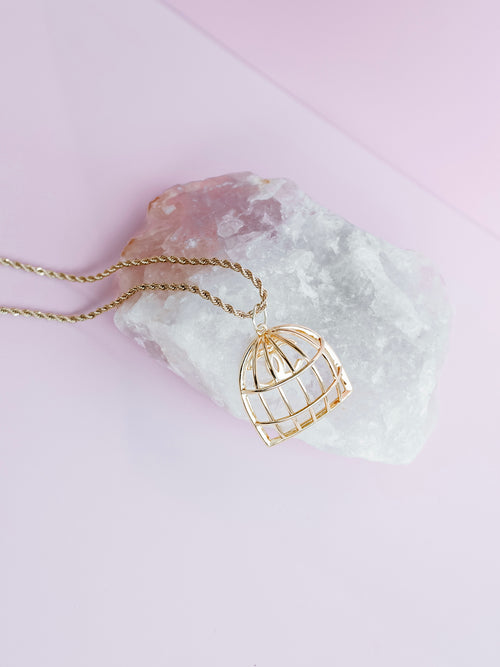 Repurposed Birdcage Necklace in Gold