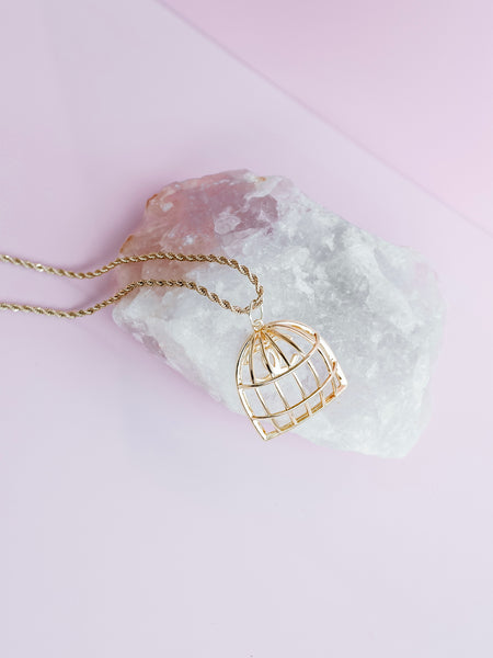 Repurposed Birdcage Necklace in Gold