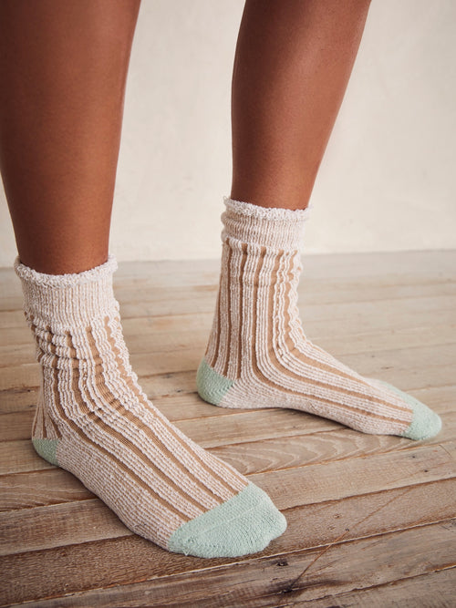 Plush Inside Out Crew Sock in Camel