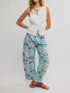 Good Luck Printed Barrel Pant in Jade Combo Ditsy