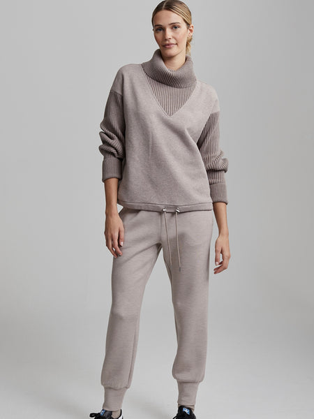 Ramsey Cowl Neck Sweat in Deep Taupe Marl