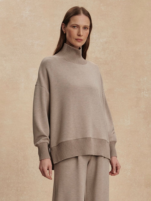 Barker High Neck Sweat in Taupe Marl