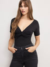 Jersey Twist Front Bodysuit in Black