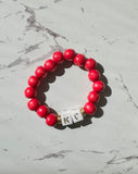 KC Jumbo Block & Bead Bracelet in Red