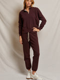 Maren French Terry Half Zip in Blackberry