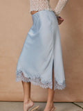 Long Live Lace Pencil Skirt in Powder Blue