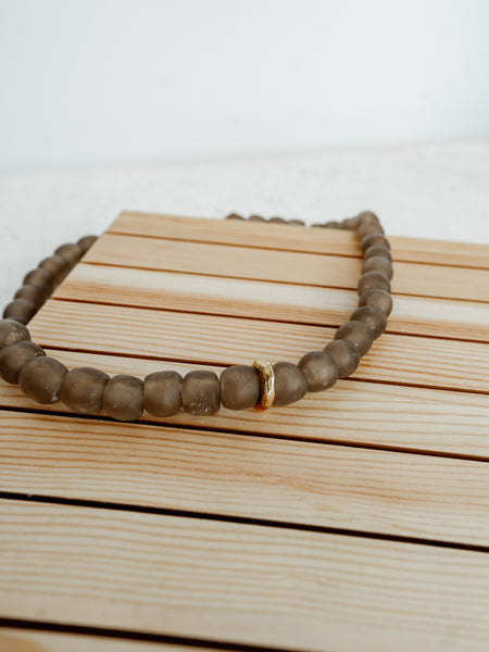 18" Glass Washer Necklace in Charcoal