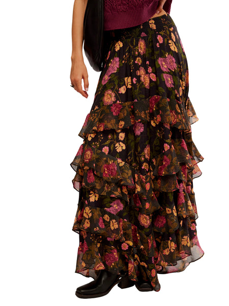 Lolita Maxi Skirt in Wash Black Combo