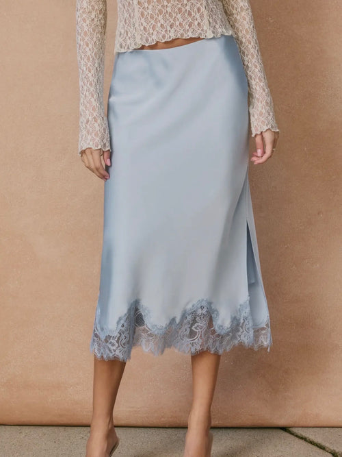 Long Live Lace Pencil Skirt in Powder Blue