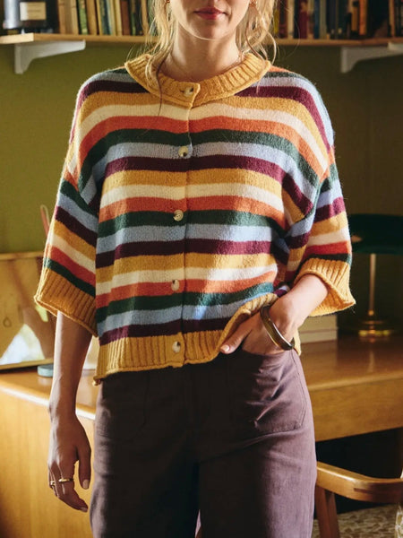 Maple Street Stripe Cardigan in Mustard