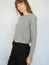 Long Sleeve Cotton Rib Crew in Heather Grey