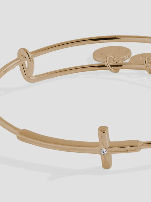 Cross Inline Bangle in Gold