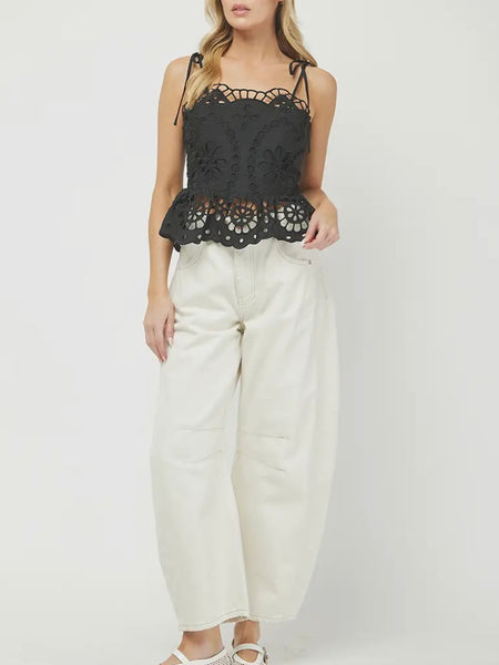 Last Resort Eyelet Tank in Black
