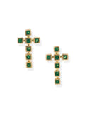 Faith Cross Earrings in Emerald