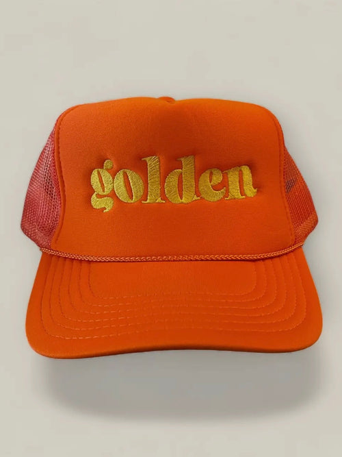 Golden Trucker Hat in Orange