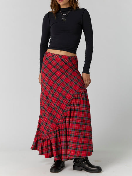 Fiori Skirt in Brown Plaid