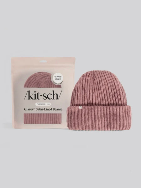 Glazey Satin Lined Beanie in Blush