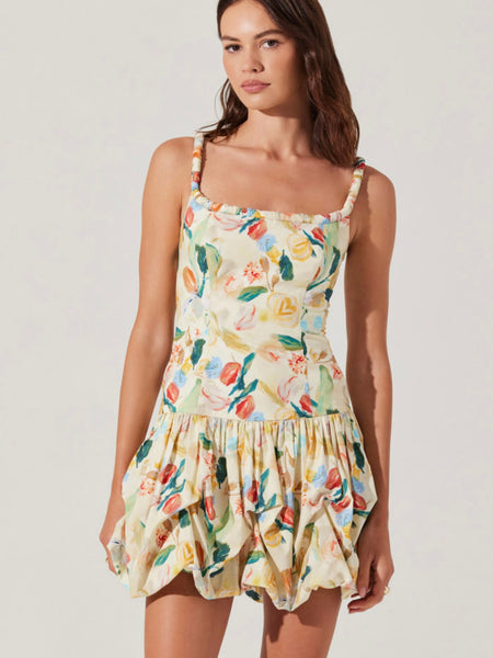Keyla Dress in Yellow Green Floral