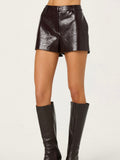 Wynn Faux Leather Short in Dark Brown