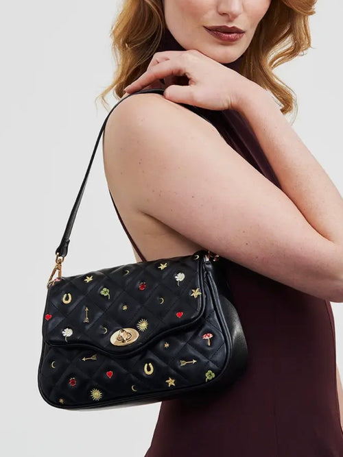 Mary Motif Quilted Crossbody Clutch