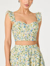 Wedelia Top in Blue Green Multi Floral