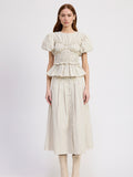 Azra Top in Ivory & Navy Pinstripe