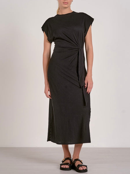 Ruched Just Right Midi Dress in Black