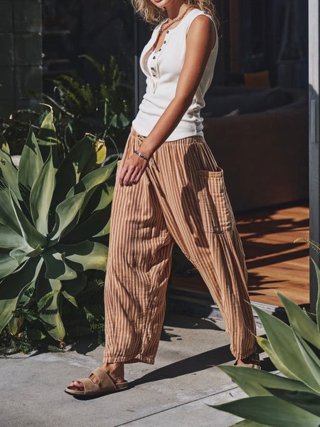 You're My Kind Of Stripe Pants in Taupe
