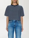 Mae Cropped Tee in Navy Stripe