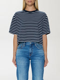 Mae Cropped Tee in Navy Stripe