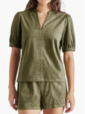 Jane Suede Top in Olive Night