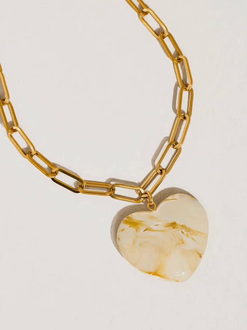 Rouelle Heart Chain Necklace in White