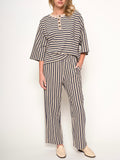 Dora Stripe Top in Navy & Taupe