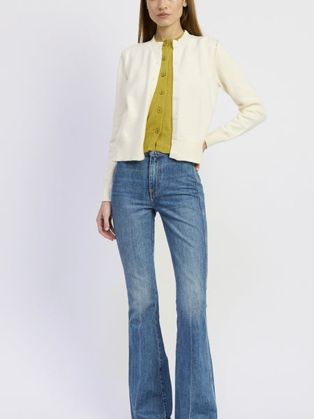 Rosalie Cardigan in Off White Chartreuse