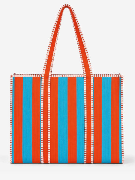 Funky Fun Stripe Tote in Orange & Turquoise