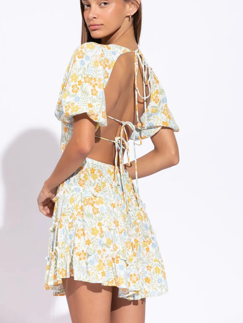 Spill the Tea Open Back Dress in Floral