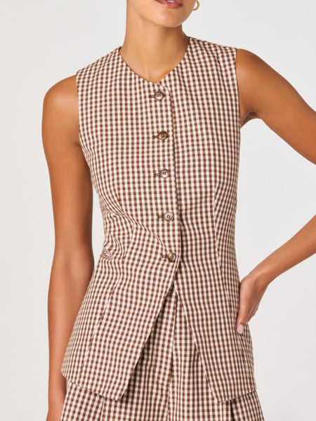 Karan Vest in Brown Checker