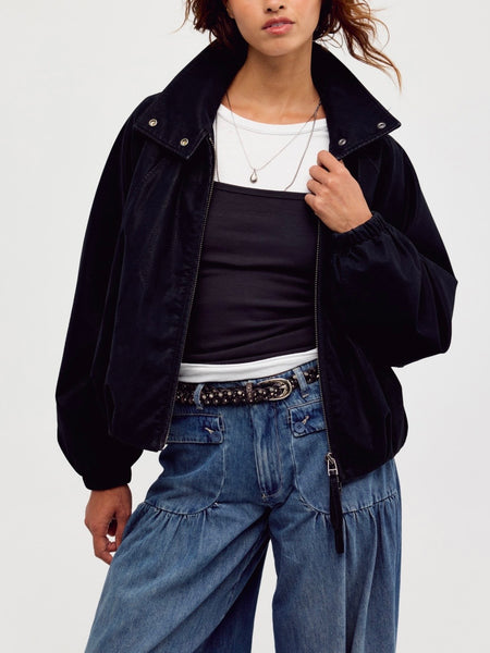 Chelsea Vegan Suede Jacket in Black