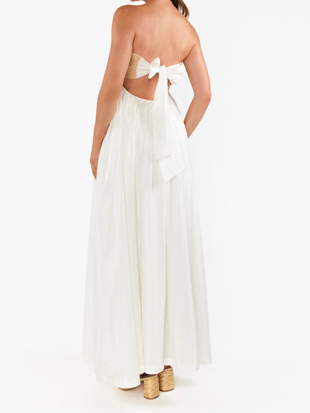 Dockside Maxi Dress in White Voile Twisted Rope