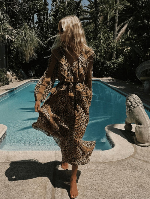 Samantha Lace Gown in Vintage Leopard