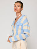 Bradley Stripe Cardigan in Blue & White