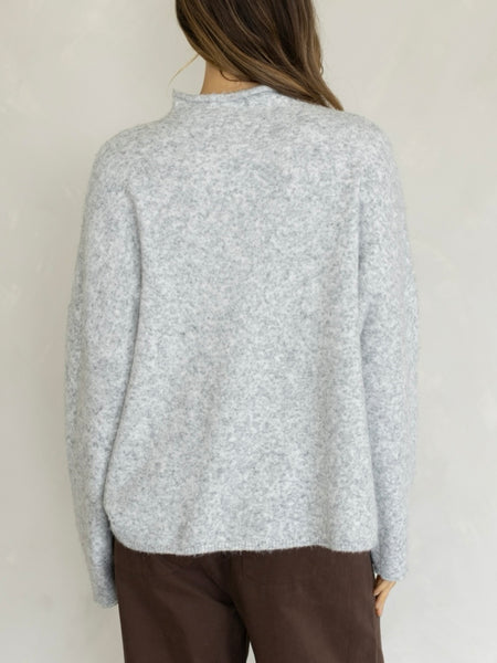 Piper Mock Neck Pullover in Heather Grey
