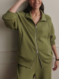 Tyde Zip Through Sweat in Loden Green