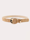 Link Belt in Beige Suede & Gold